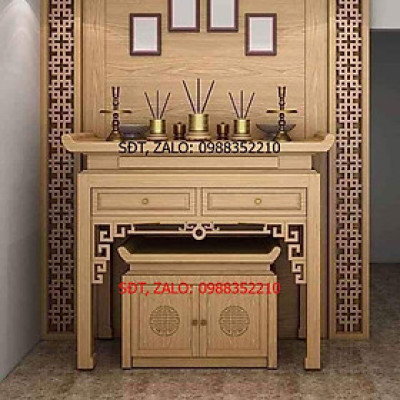 Bàn thờ đứng chung Cư gỗ Sồi Nga 100% ko pha tạp