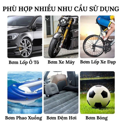Máy Bơm Lốp 12V Tự Ngắt Lõi Đồng – Mẫu Mới Dành Cho Ô Tô, Xe Máy, Bền Bỉ & Mạnh Mẽ , đèn led