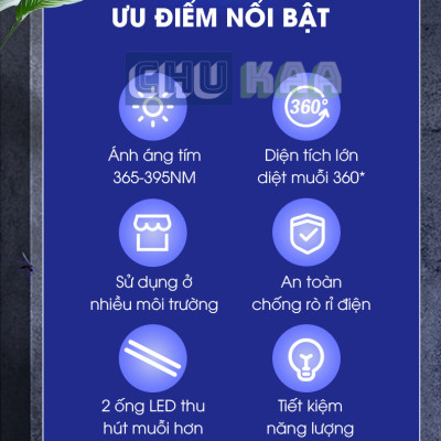 Đèn bắt muỗi, đèn diệt côn trùng, máy diệt ruồi tự động bằng sóng ánh sáng, máy bắt muỗi có lưới bảo vệ an toàn, sử dụng tại nhà, cơ quan trường học, quán ăn