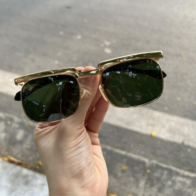 Kính Râm Solex Mắt Thủy Tinh Gọng Titanium Cao Cấp (Màu Xanh)