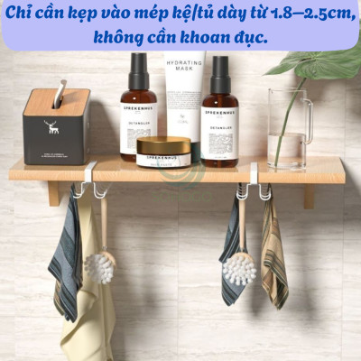 Móc Treo Dưới Gầm Tủ – Tiết Kiệm Không Gian Kệ Treo Dụng Cụ Nhà Bếp Gắn Tủ Móc Treo Ly Tách và Đồ Nhà Bếp Dưới Kệ 10 Móc