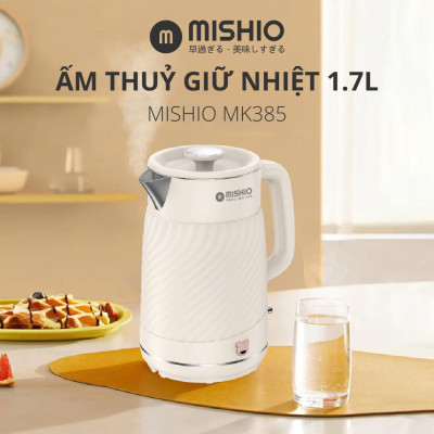 Ấm thuỷ giữ nhiệt 1.7 Lít Mishio MK385 inox 304 - hàng chính hãng