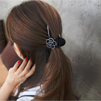 Kẹp tóc sau - kẹp tóc hoa hồng camellia đính đá dạng dài