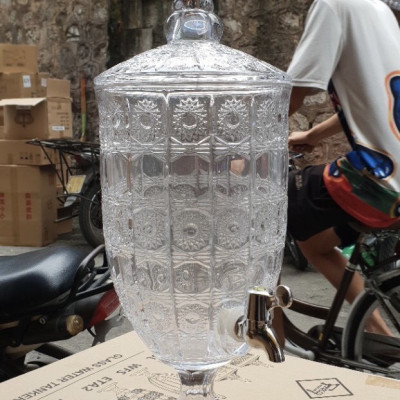 BÌNH THỦY TINH ĐỰNG NƯỚC CÓ VÒI VẶN INOX ĐA NĂNG CRYSTAN - VD64  ( GIAO HOA VĂN NGẪU NHIÊN ) 
