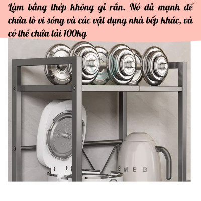 Kệ Đa Năng Nhà Bếp 2 Tầng Chống Gỉ Kệ Lò Vi Sóng Thông Minh Kèm Móc Treo & Kệ Dao Kệ Bếp Tiện Ích Đa Chức Năng Kiểu Dáng Hiện Đại Kệ Inox Nhà Bếp Đa Năng Có Giá Treo Dụng Cụ Kệ Để Bếp Điện – Lò Vi Sóng – Nồi Cơm – Máy Pha Cà Phê
