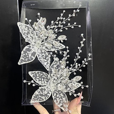 Cài tóc cô dâu kim sa trắng đính đá mẫu mới