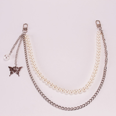 Chuỗi đeo thắt lưng titan không gỉ độc đáo ngọc trai cánh bướm