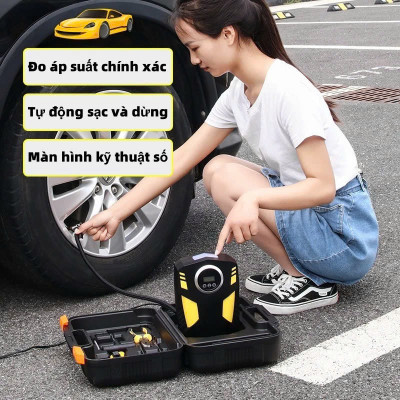 Máy Bơm Lốp 12V Tự Ngắt Lõi Đồng – Mẫu Mới Dành Cho Ô Tô, Xe Máy, Bền Bỉ & Mạnh Mẽ , đèn led