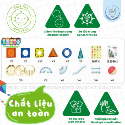 Bộ xếp hình nam châm kính MAGNETIC BLOCKS - Đồ chơi tư duy cho bé 3+