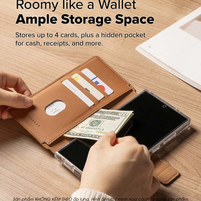 Ví từ tính RINGKE Folio Grip Wallet Magnetic cho S25 Ultra/S24 Ultra - Hàng Chính Hãng
