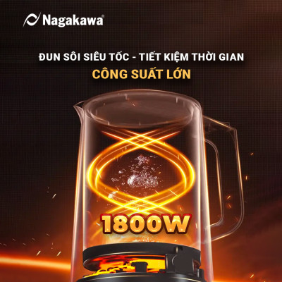 Ấm siêu tốc 2 lớp inox 304 Nagakawa NAG0319 (1.8L - 1800W) - Hàng chính hãng