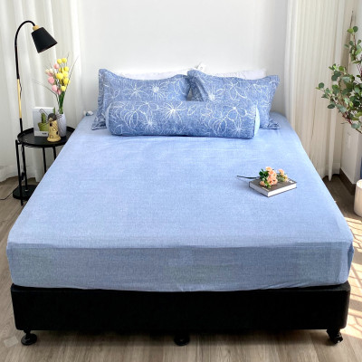 Bộ ga giường  KBedding by Everon KMTP 111 Microtencel Xanh in hoa (4 món)