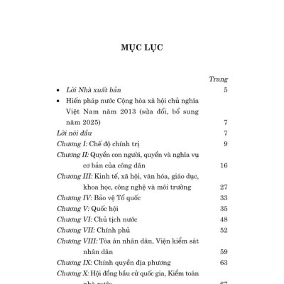 Hiến pháp nước Cộng hòa xã hội chủ nghĩa Việt Nam năm 2013 (sửa đổi, bổ sung năm 2025) - bản in 2025