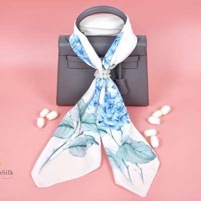 Khăn Lụa Vuông Vẽ Tay Cẩm Tú Cầu – SenSilk Silk Painting 75*75cm, Khăn Lụa Tơ Tằm Cao Cấp