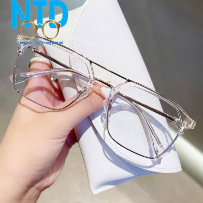 ính giả cận, Gọng kính cận NTD001 nửa viền nam nữ phong cách Hàn Quốc chống tia UV400