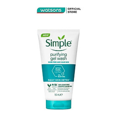 Gel Rửa Mặt Simple Purifying Daily Skin Detox Dành Cho Da Dầu và Da Nhạy Cảm 150ml