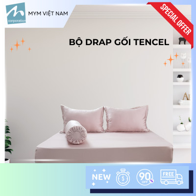 Bộ drap gối MYM chất liệu vải Tencel màu 160CM x 200CM x 30CM