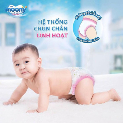 Tã Quần Cao Cấp Moony Nhật Bản bé gái L44 [Tặng 8 miếng Moony Natural cùng size]
