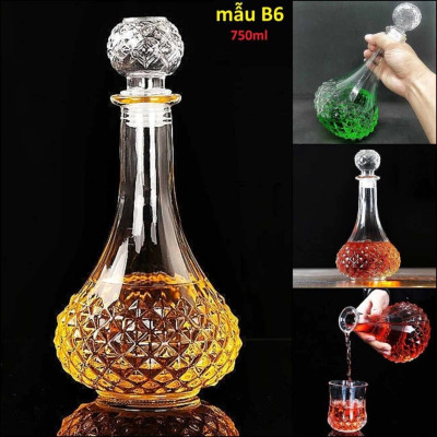 Bộ Vỏ Chai Đựng Rượu Thủy Tinh (combo 5 cái) - Vỏ Chai Rượu Đẹp - Bình Đựng Rượu (A1,A2,B2,B6,B8)