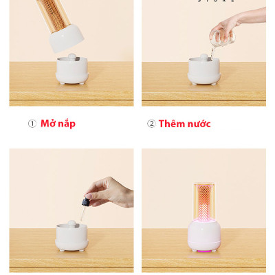 Máy phun sương tạo độ ẩm mini Rhino H305 tự ngắt khi hết nước kèm đèn hàng chính hãng