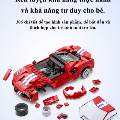 Bộ Đồ Chơi Lắp Ghép Xe Đua Thể Thao Ferrari 488 Race Car Với 306 Chi Tiết, Bộ Đồ Chơi Mô Hình Xe Đua Thể Thao Điều Khiển Từ Xa RC, Bộ Đồ Chơi Xếp Hình Xe Đua Thể Thao Ferrari 488 Cao Cấp Với 306 Chi Tiết - Chính Hãng BABYBOSS.