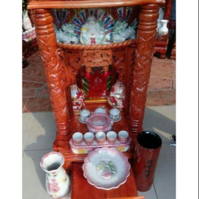 Bàn Thờ Thần Tài Ông Địa 42cm gỗ Xoan 100%
