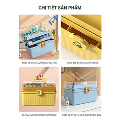 Hộp Đựng Thuốc, Lưu Trữ Thiết Bị Y Tế Gia Đình Đa Năng. Hộp Đựng Đồ Y Tế Khẩn Cấp, Phân Loại Thuốc Cỡ Lớn 3 Tầng Có Khóa