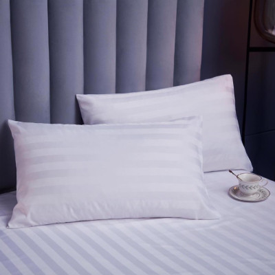 Bộ drap giường cotton trắng sọc 3F cao cấp A (1 ga, 2 vỏ gối nằm, 1 vỏ gối ôm)