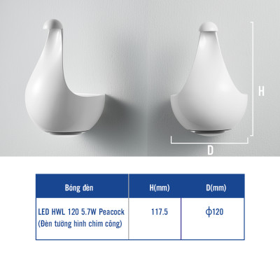 Đèn trang trí Opple LED gắn tường HWL 5.7W (ánh sáng: 3000K/4000K/5700K) hình chim công