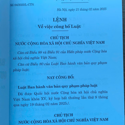 Luật ban hành văn bản quy phạm pháp luật (có hiệu lực thi hành từ ngày 1/4/2025)
