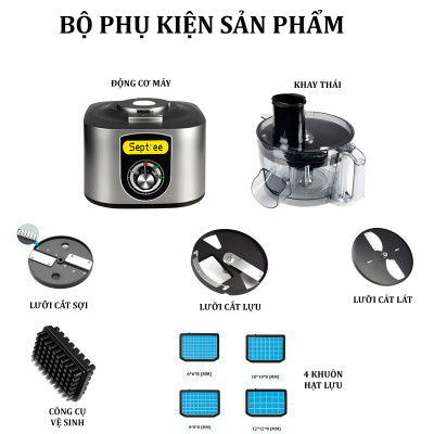 Máy thái rau củ quả đa năng chuyên nghiệp thương hiệu Septree ANS-A5, công suất 600W - Hàng Chính Hãng