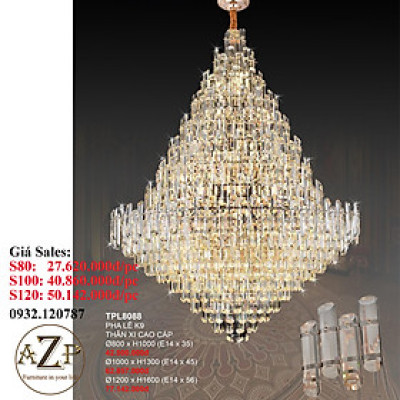 ĐÈN THẢ TRẦN PHA LÊ / ĐÈN THÔNG TẦNG TRANG TRÍ PHÒNG KHÁCH / PHÒNG NGỦ / CẦU THANG / KHÔNG GIAN SANG TRỌNG AZP-8088 phong cách đương đại, hàng nhập khẩu AZP