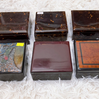 Hộp vuông sơn mài cao cấp Thanh Bình Lê đa năng đựng đồ vật , làm quà tặng ý nghĩa size 11x5 cm