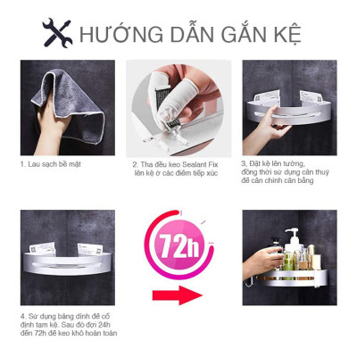Kệ góc màu đen Inox 304 Hobby Home Decor KG3 khoan hoặc dán tường