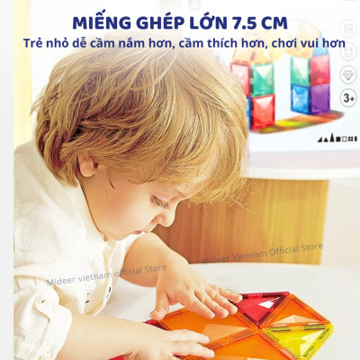 Xếp Hình Nam Châm lắp ráp Mideer Colorful Magnetic Tiles ghép hình nam châm ánh sáng