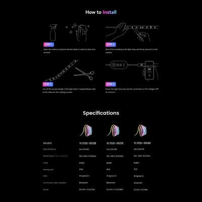 Đèn led dây Yeelight Aurora LED Basic Strip Lights - Đồng bộ nhạc, Điều khiển từ xa - Hàng chính hãng