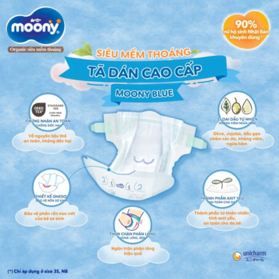 Tã Dán Cao Cấp Moony Nhật Bản M64 (64 Miếng)