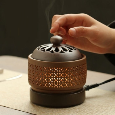 Lò xông - Lư xông trầm điện có hẹn giờ chỉnh nhiệt bằng gốm chịu nhiệt cao cấp hình lưới