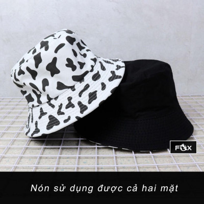 Mũ bucket nam nữ nón tai bèo vành ngắn họa tiết Bò sữa