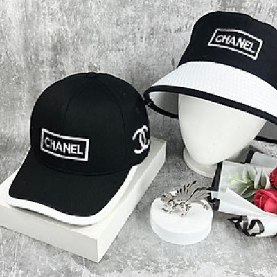 Combo nón cặp nam nữ logo Chan.nel thêu phối vải kaki form chuẩn thời trang đường phố cao cấp