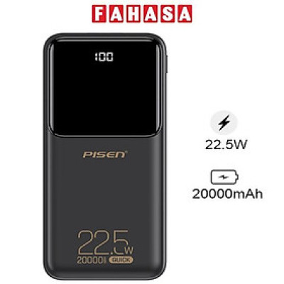 Sạc Dự Phòng Pisen Quick Semi - Mirror 22.5W 20000mAh - Màu Đen