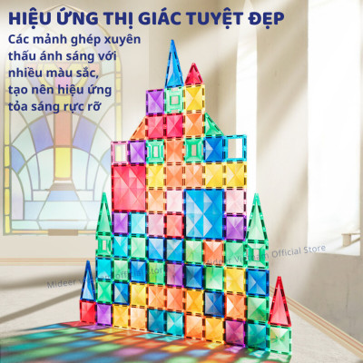 Xếp Hình Nam Châm lắp ráp Mideer Colorful Magnetic Tiles ghép hình nam châm ánh sáng