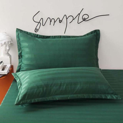 Bộ Ga Gối Cotton Kẻ 3F Lidaco Chuyên Dụng Cho Homestay, Khách Sạn - Xanh Lá