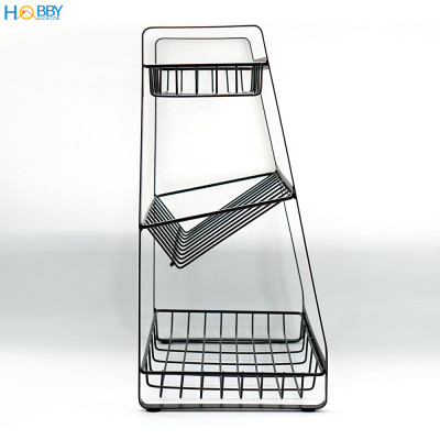 Kệ đựng gia vị chai lọ nhà bếp 3 tầng sơn đen Hobby home decor 3TD