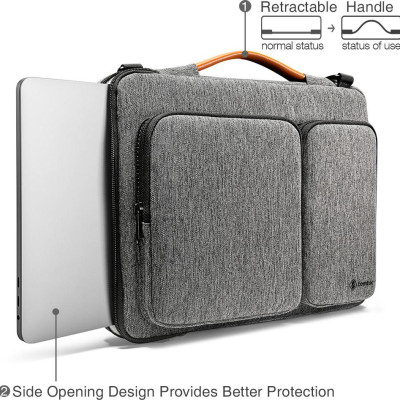 TÚI ĐEO TOMTOC (USA) 360* SHOULDER BAGS MACBOOK PRO 15″/MACBOOK 16″ GRAY- HÀNG CHÍNH HÃNG