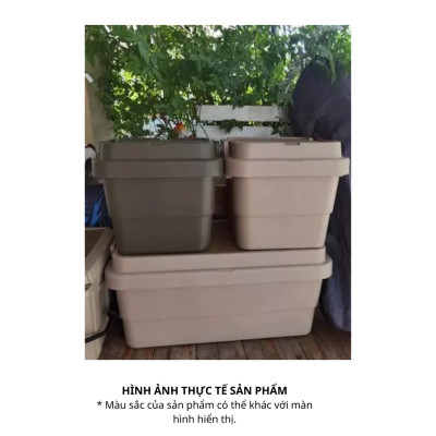 Thùng lưu trữ, hộp đựng đồ đa năng bằng nhựa PP cao cấp 50L HULKER NEW màu KAKI | Index Living Mall