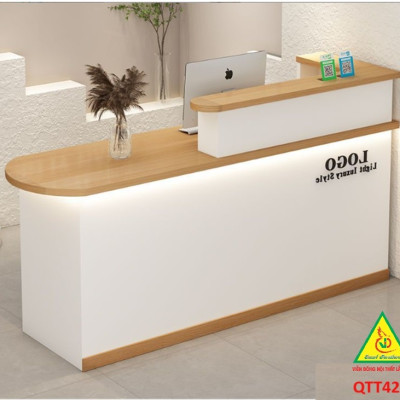 QUẦY LỄ TÂN, QUẦY TIẾP TÂN, QUẦY TÍNH TIỀN, QUẦY THU NGÂN QTT424 ( BÀN KHÔNG ĐÈN)- Nội thất lắp ráp Viễn Đông Adv