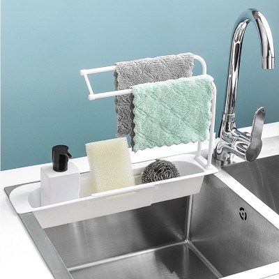 Kệ Nhựa Dài Gấp Gọn Điều Chỉnh Được Kích Thước Phù Hợp Với Bồn Rửa Chén Nhà Bạn , Có Giá Treo Khăn- Chính Hãng GROFA 