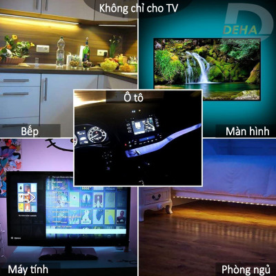 Bộ Đèn led dây dán nguồn USB RGB đổi màu điều khiển chọn màu đứng yên, nhấp nháy, bóng 5050 strip light trang trí cây máy tính, màn hình, ti vi, TV, Gaming, Tiktok dán tường (Tùy chọn chiều dài dây, loại dây chống nước hay không)
