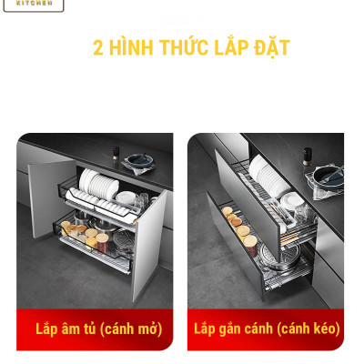 Giá bát đĩa tủ dưới inox sơn Nano bảo hành 10 năm không han gỉ thương hiệu Grob